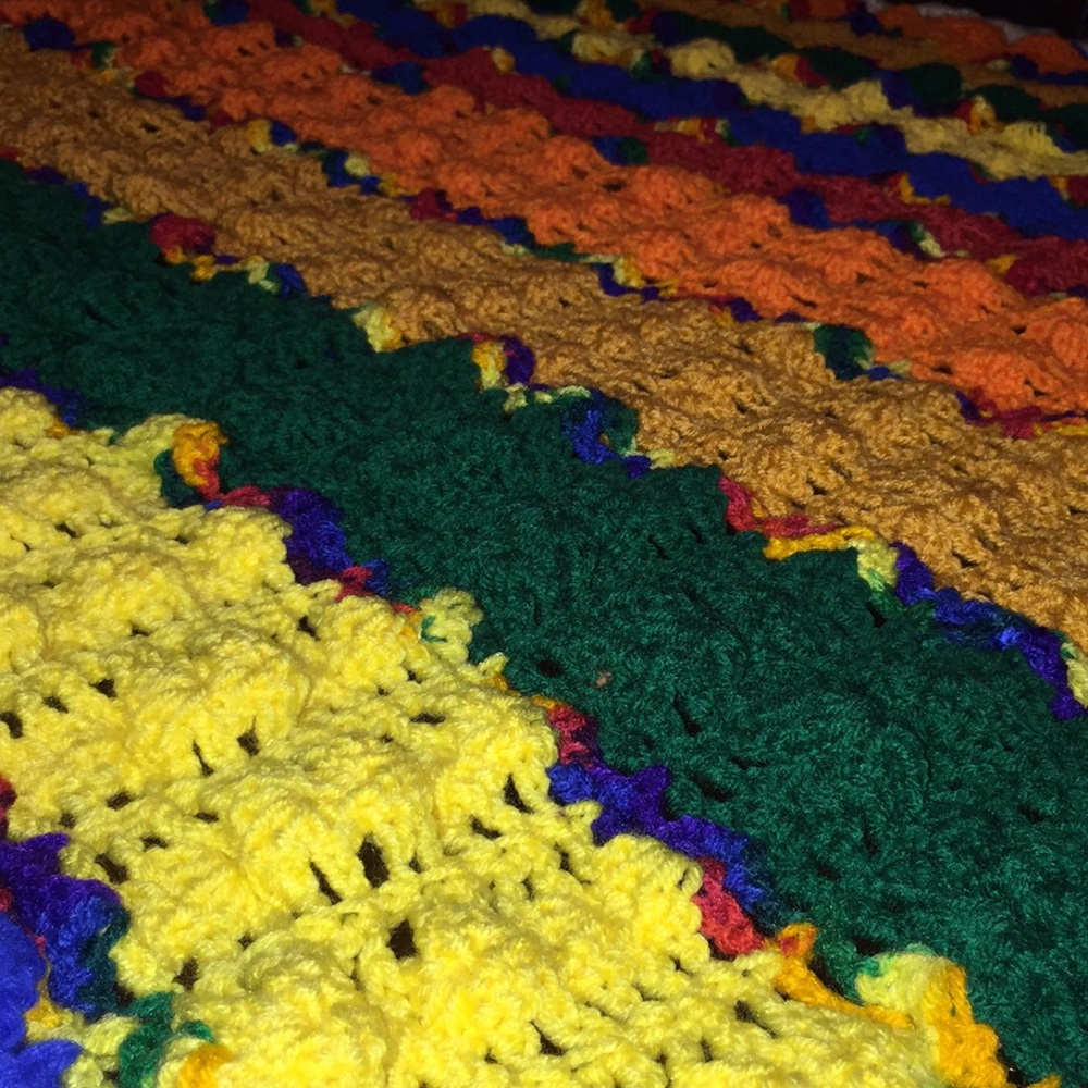 Striped Afghan Crochet. Teen Couch Throw - Picture 4 of 6